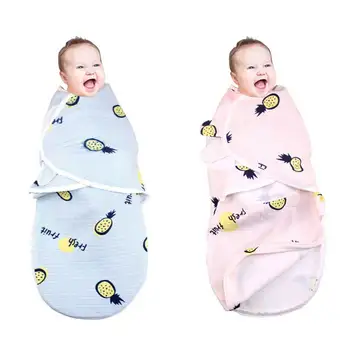 

Bamboo Blanket Newborn Baby Anti-Startle Swaddle Wrap Cotton Summer Thin New Wrap Cute Pineapple Baby Sleeping Bag Blanket