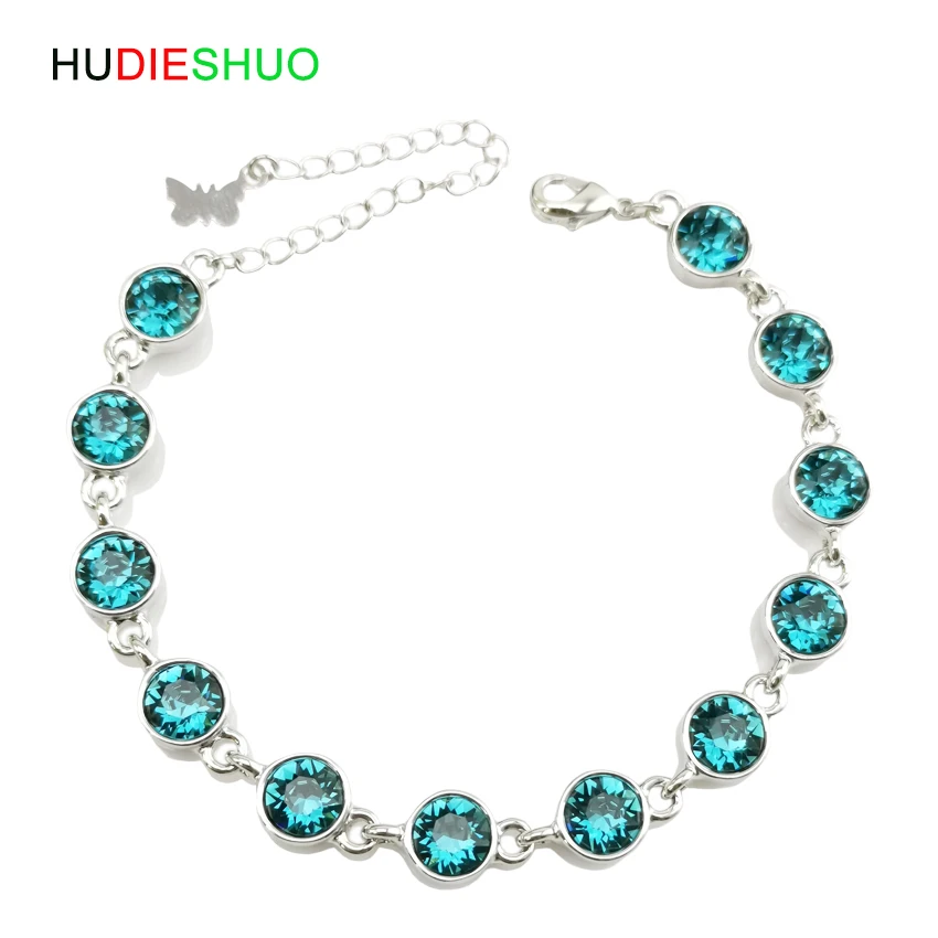 HUDIESHUO брендовые высококачественные уличные модные браслеты из цинкового сплава металлические Австрийские хрустальные браслеты для женщин Свадебные украшения 21 см