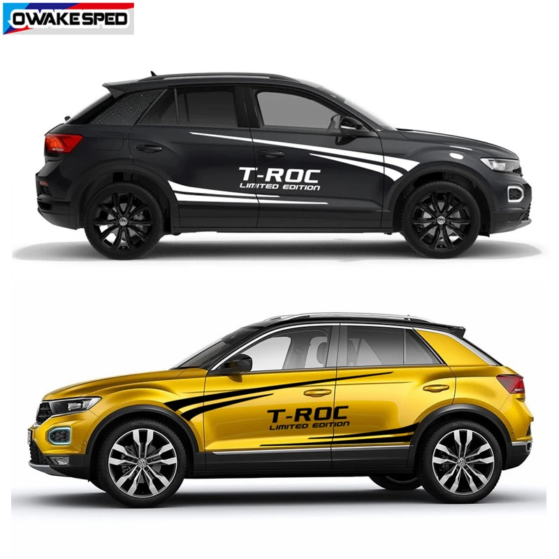 Both Side Edition Limited Sport Stripes For Volkswagen-VW T-RCO R line Car Waist Lines Sticker Auto Body Decor Vinyl Decals (4)