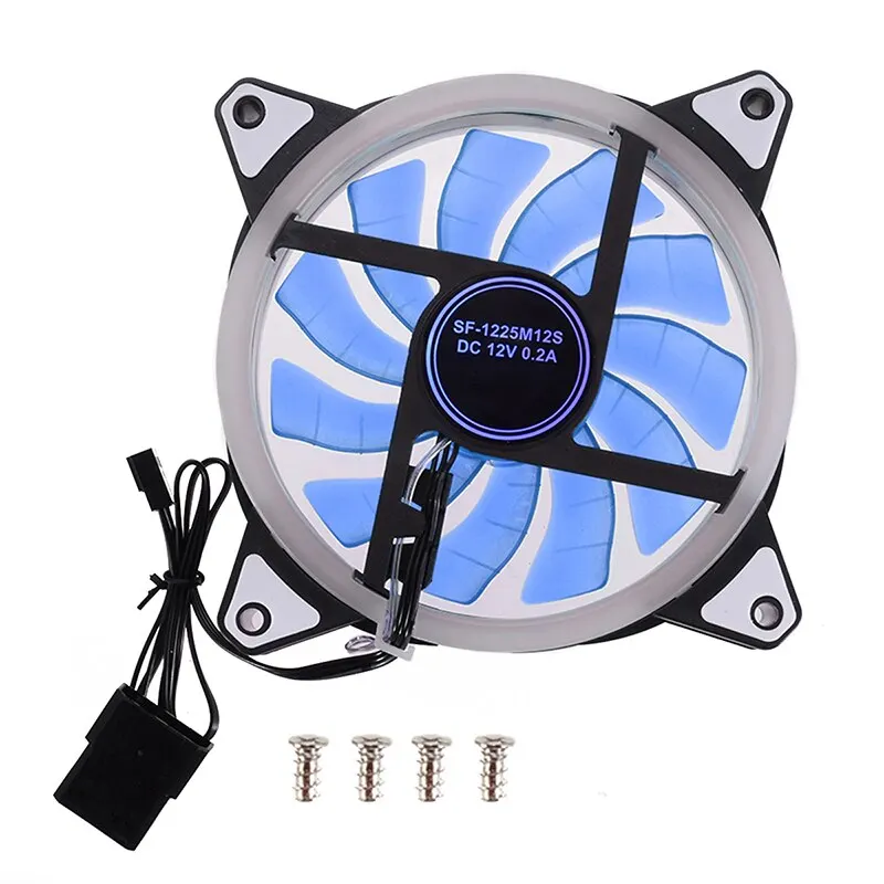 For PC Computer Chassis Radiating 1PC Cooling Fan Colorful LED Silent Cooler 120x120x25mm DC 12V 6 Colors Mayitr