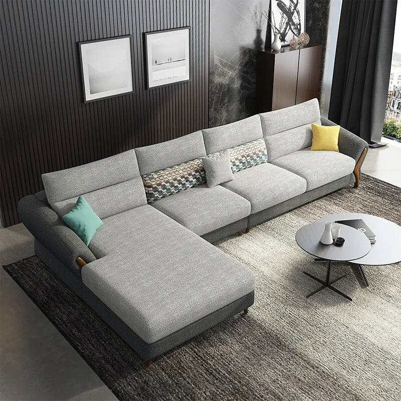 

Northern European-Style Fabric Light she ou Latex Sofa Living Room Large Small Apartment Minimalist Modern Washable Furniture Pa