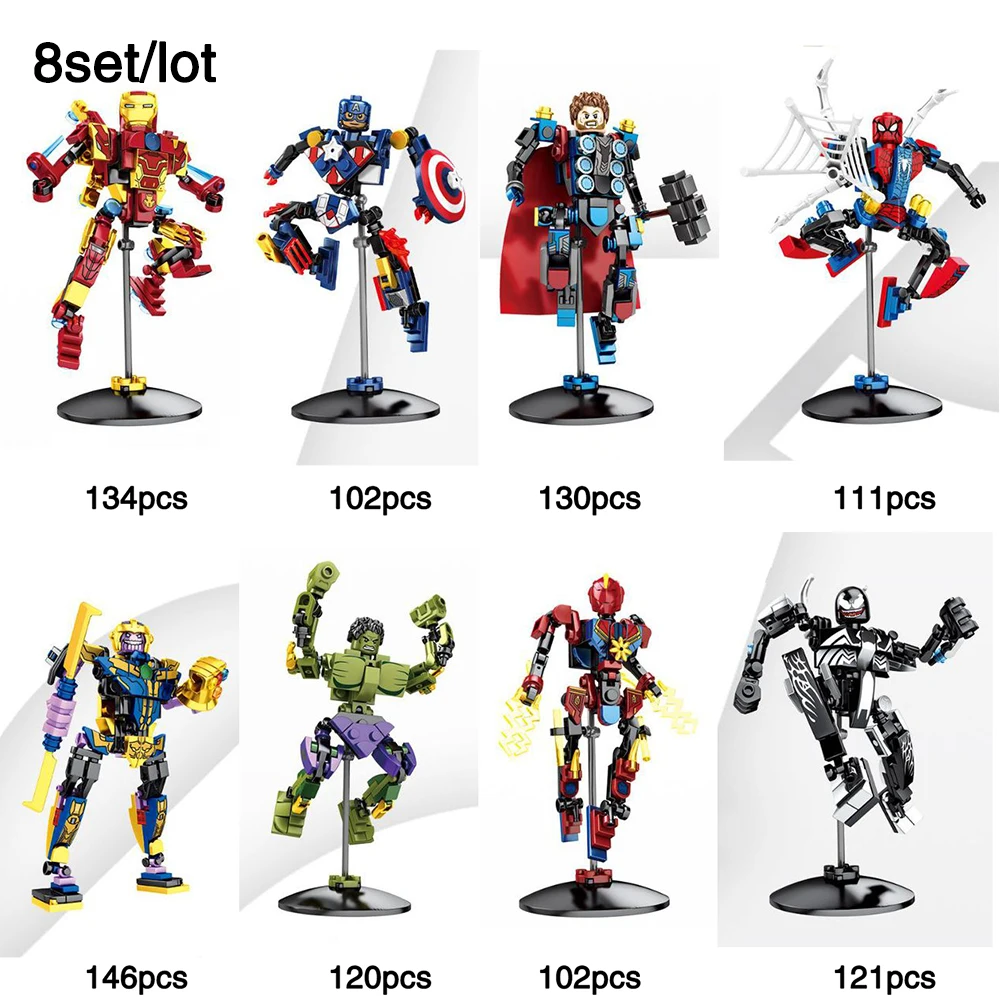 

Super heroes Marvel Avenger Assemble Building Block Iron Man Thanos Thor Hulk Venom captain america Figures legoingly Brick Toys