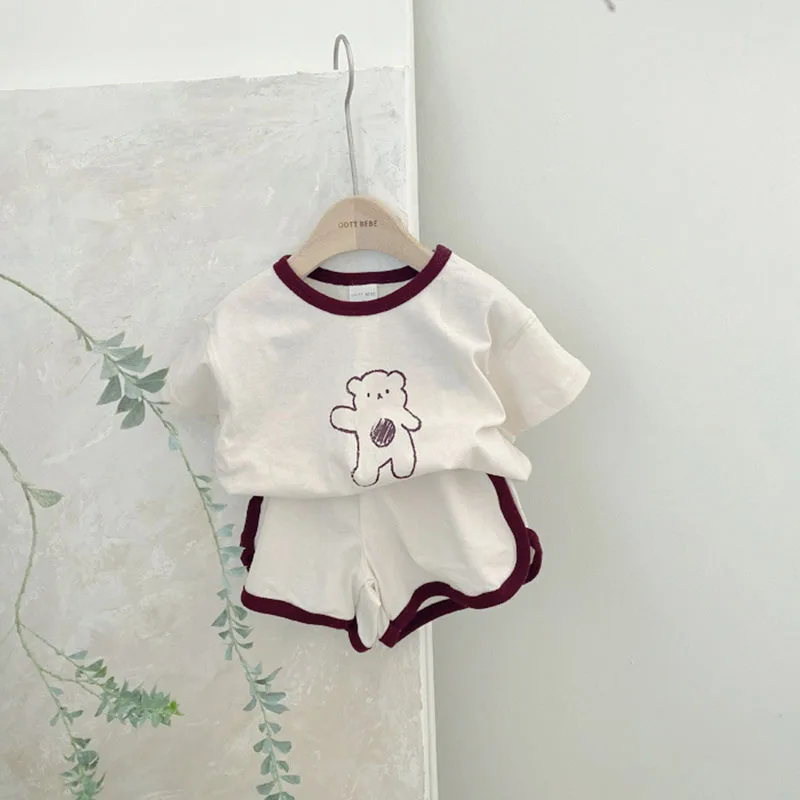 Cotton Baby Bear Print T Shirt and Shorts Set for Summer
