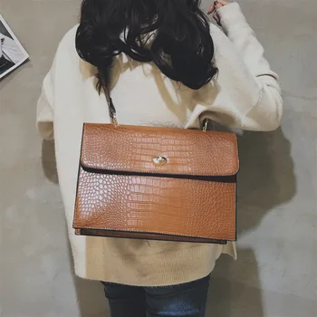 

New Women Bag 2019 Fashion Solid Color Retro Square Bag Large Pu Messenger Bag Ladies Shoulder Bag Womens Handbags and Purses