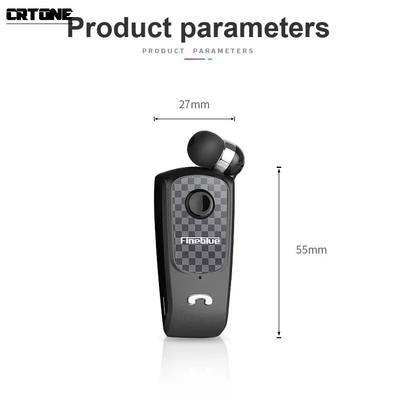 Fineblue Bluetooth F PLUS Mini Wireless Clip-on Bluetooth V5.0 Headset Headphone Hands-free Calls Time 10 hours  Came Earphone