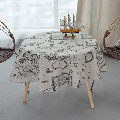 manteles Nordic Polyester Cotton Round Table Cloth Color Yellow Rice Word Gray Arrow Cotton and Linen Printing Tablecloth Custom - Color: manteles