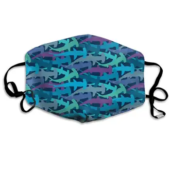 

Camo Hammerhead Shark Washable Reusable Mask, Cotton Anti Dust Half Face Mouth Mask For Kids Teens Men Women With Adjustable