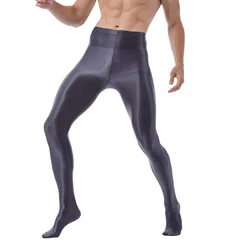 Mens Fashion Glossy Pantyhose Pants Training Fitness Workout Sports Trousers Tights Ballet Dance Yoga Leggings