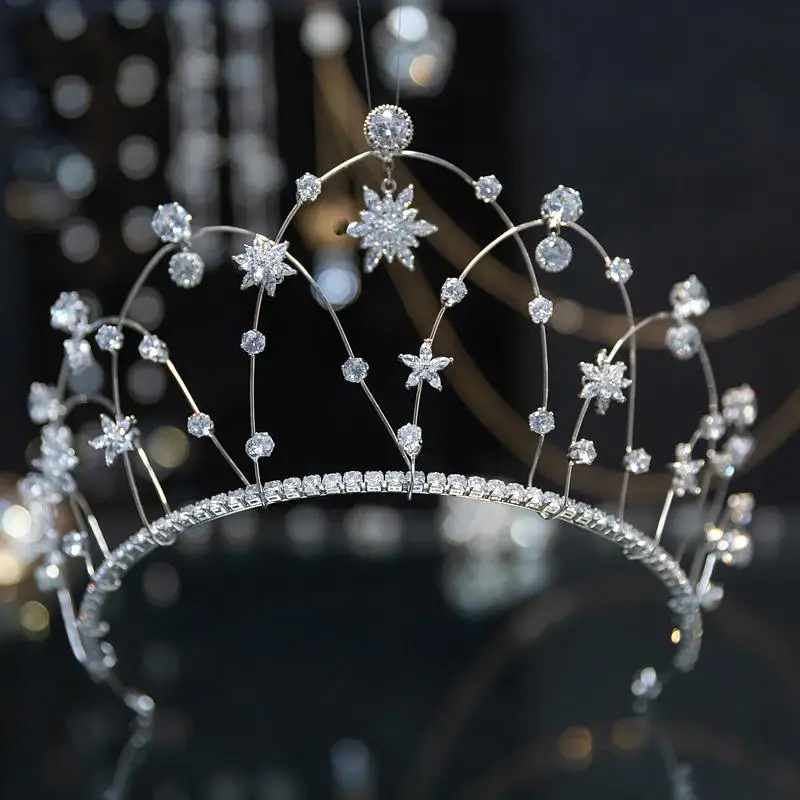 

Fashion Star Bridal Tiara Zirconia Crystal Headband Gorgeous Crown Women Princess Diadem Bride Hair Jewelry Wedding Accessories
