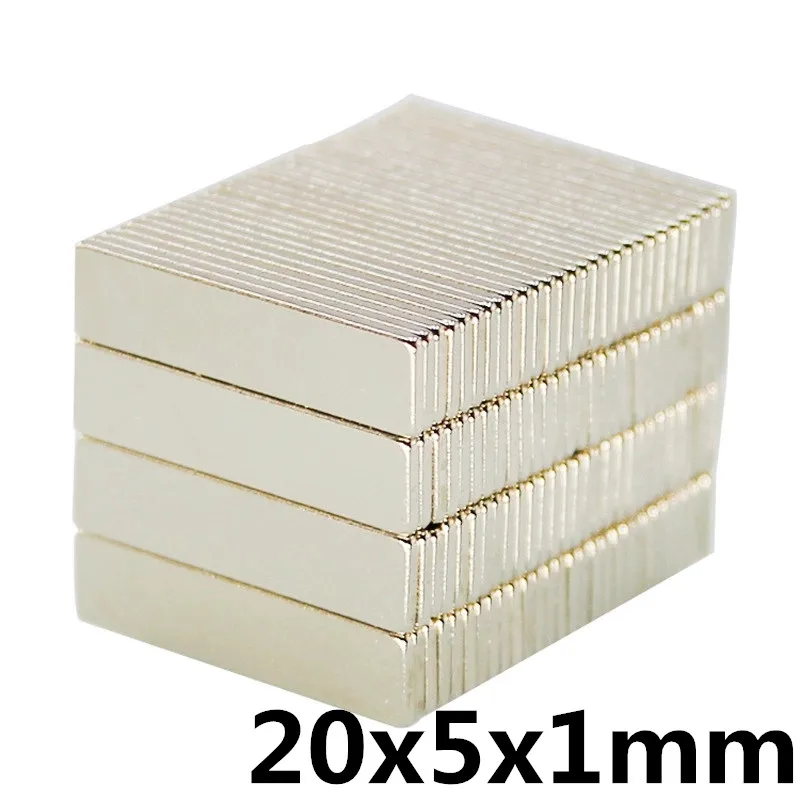 

100/200/300pcs N35 Rare Earth 20x5x1mm Super Neodymium Cuboid Magnet StrongMagnets 20*5*1 mm Block