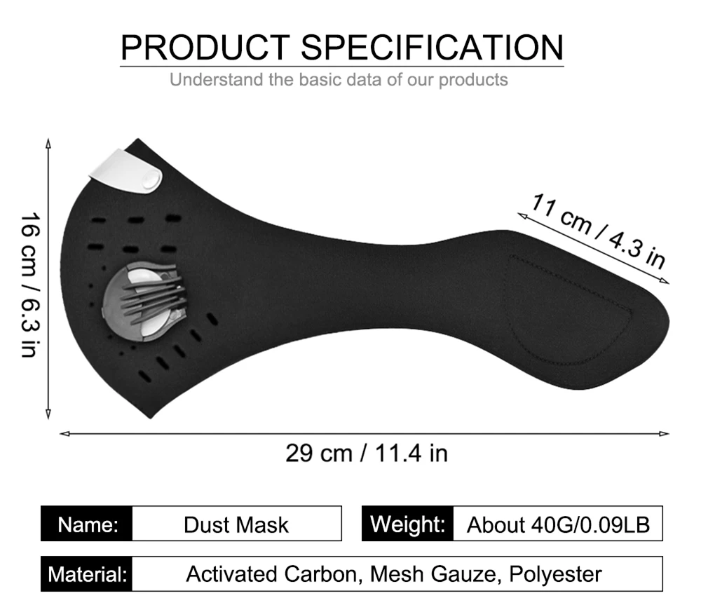 Мотоциклетная маска WOSAWE PM2.5 от загрязнения с фильтром пыли активированным углем