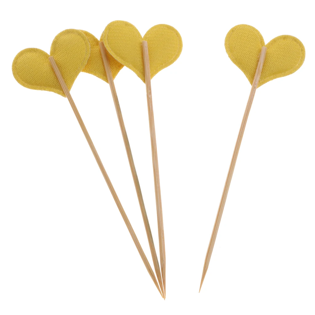 20 Pieces Heart Toothpick Leather Cupcake Picks Birthday Toppers Kids Birthday Wedding Party Decoration Supplies