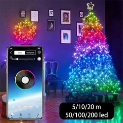 USB LED String Light Bluetooth App Control String Lights Lamp Waterproof Outdoor Fairy Lights for Christmas Tree Decoration