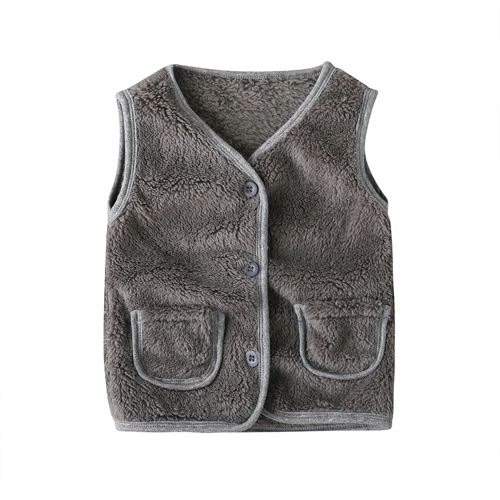 Baby Spring Autumn Clothing Kids Waistcoat Toddler Girl Faux-Fur Cotton Vest Girl Warm Winter Jacket Pocket Sleeveless Vest