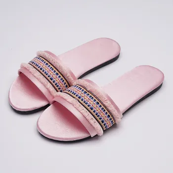 

Fashion 2020 Women Bring Summer Casual Ethnic Elegant Linen Peep Toe Home Comfort Shoes Slippers D2#2