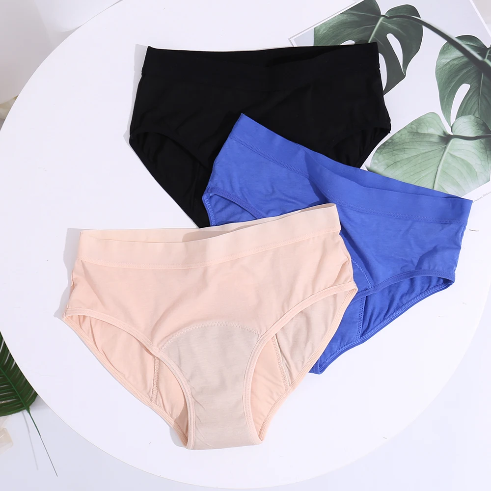 Menstrual Panties Woman Period Underwear Physiological Briefs 4-Layer Fast Absorption Leakproof Bamboo Fiber Period Panties 3
