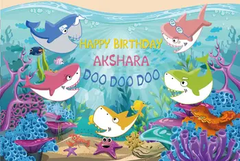 

HUAYI Shark Backdrop for Summer Pictures Photo Birthday Underwater World birthday Background Photo Booth Photocall HZ1133-1