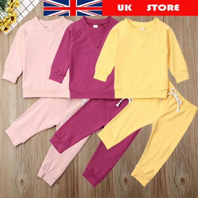 

2020 NEW Hot Winter Newborn Baby Girl Boy Unisex Tracksuit Set Top + Pant Pure Color Clothes Set