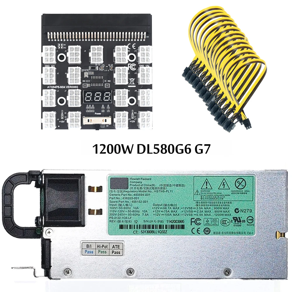 1200 Вт PSU источник питания протестирован DL580G6 G7 HSTNS-PL30 + плата разрыва 50 см psu кабели