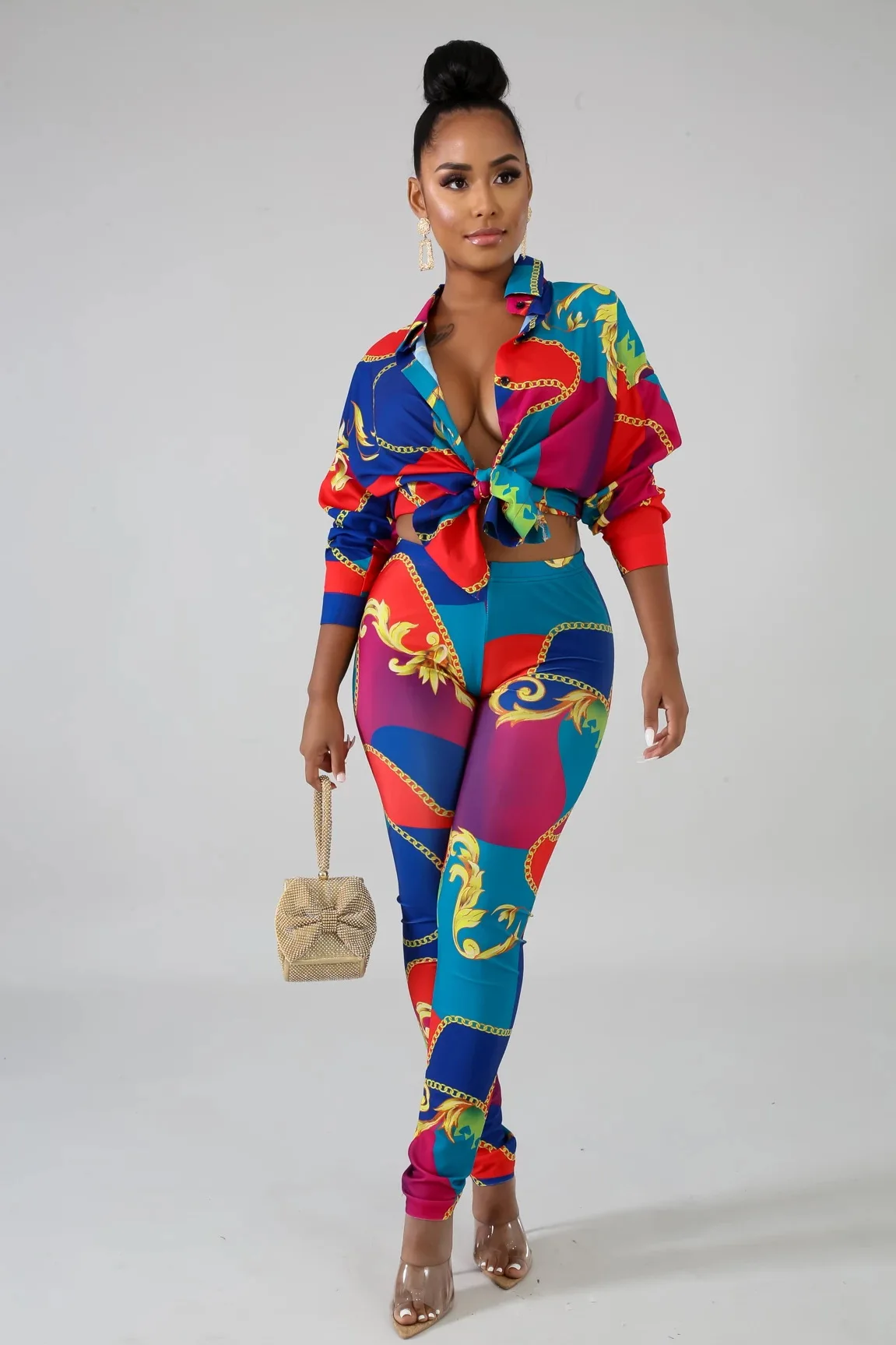 Комплект из 2 предметов африканские комплекты для женщин Африканский принт эластичные базин мешковатые брюки рок стиль Дашики рукав известный костюм для леди