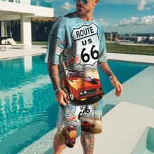 Fashion Oversized T-shirt Supernatural 3D Print T-shirt And Shorts Sets Round Neck For Men Clothing