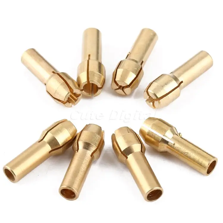 2 Sets of 8pcs Brass Collet Nuts 1/8" 3/32" 1/16" 1/32" Fits Power Rotary Tools 