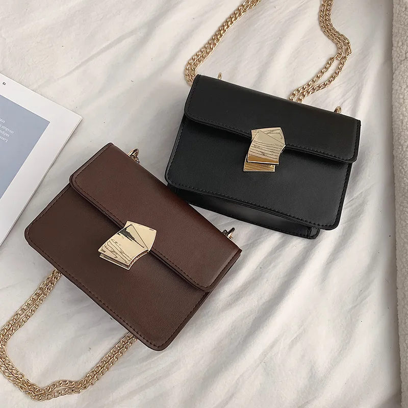 

Online Celebrity Black Bag Women's 2020 New Style Spring Simple Western Style Textured Versatile Shoulder Square Bag