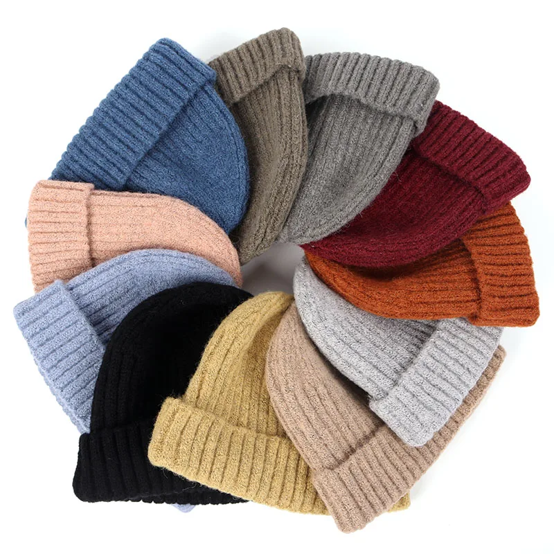 Knitted Hat Fisherman Beanie Women Men Unisex Short Cap Czapka Zimowa Bonnet Homme Hiver Beanies image 3