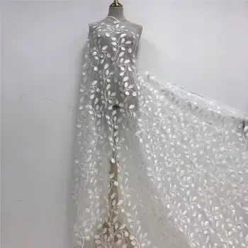 

2020 high quality African lace fabric / French mesh embroidery white 3D tulle lace fabric French lace fabric A1312