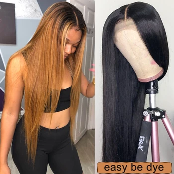 

Straight Human Hair Wigs Natural Color Brazilian Remy Hair Bleached Knots Lace Front Human Hair Wigs Natural Hairline For Women