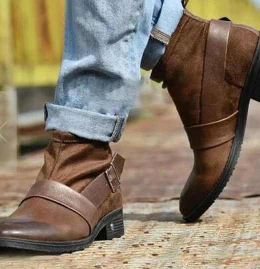 

Hot Sale Buckle Ankle Boots Women Ladies Fashion Woman Leather Flat Shoes 2019 Winter Large Size 34-43