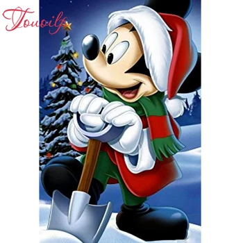 

3D diamond embroidery diamond mosaic cartoon Christmas Mickey Snow scene diy diamond painting needlework canvas Home Decoration