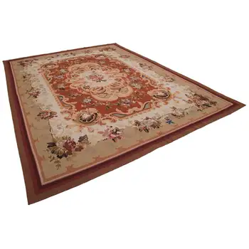 

273x367 Cm Beige Handmade Aubusson Rugs-9x12 Ft