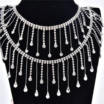 

1 Yard Water Drop Tassel Rhinestone Chain Crystal Glass Diamond Bead Flower Trim Clothing Shoes Wedding Necklace Diy Decoration