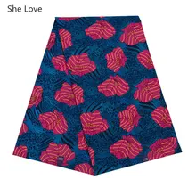 She Love 1 ярд Анкара Африканский батик ткань темно-синего цвета полиэстер цветочные ткани для вечерние платья Швейное Ремесло «сделай сам»