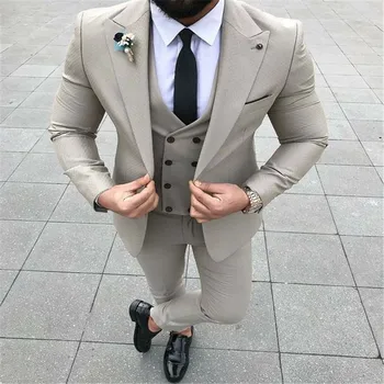 

Grey Men Suits 2019 Slim Fit Street Style Smart Business Party Prom Suit Groom Tuxedo Best Man Suit For Wedding Terno Masculino