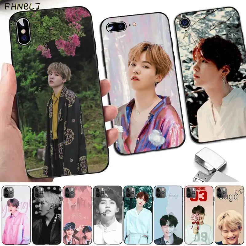 Силиконовый черный чехол Suga K Pop Min Yoongi для iphone 13 8 7 6 6S Plus X 5S SE 2020 XR 11 12 pro XS MAX |