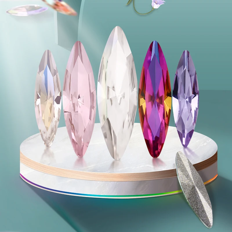보석 제작용 모조 다이아몬드 보트 모양 유리 크리스탈, 사파이어 네일 장식, 4x15mm, 20 개