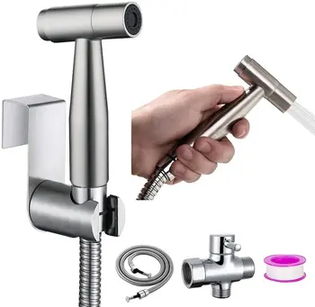 

Handheld Toilet bidet sprayer set Kit Stainless Steel Hand Bidet faucet for Bathroom hand sprayer shower head self cleaning