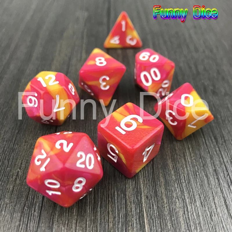Поп 7 шт./компл. D4-D20 небулярный эффект трпг мульти-сторонние игровые кубики для