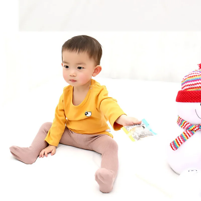0-6 Years Old Baby Tights Solid Color Cotton Kids Pantyhose Spring Autumn Children Pants Girls Infant Vertical Striped Tights