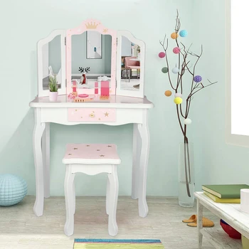 

Children's Dressing Table Modern Minimalist Bedroom Storage Cabinet One Nordic Makeup Table Net pink Mini Cosmetic Table