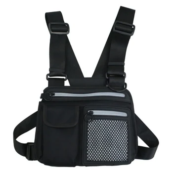 

Multi-function Street Style Women Vest Strap Hip-Hop Tactical Chest Utility Bag Reflective Chest Fishing Bag for Men