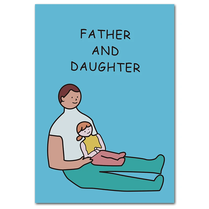 Семейная Картина на холсте для папы и мамы, детей, Повседневная жизнь, Мультяшные принты, плакаты, любовь, картинки для ребенка, детская спальня - Цвет: Picture T