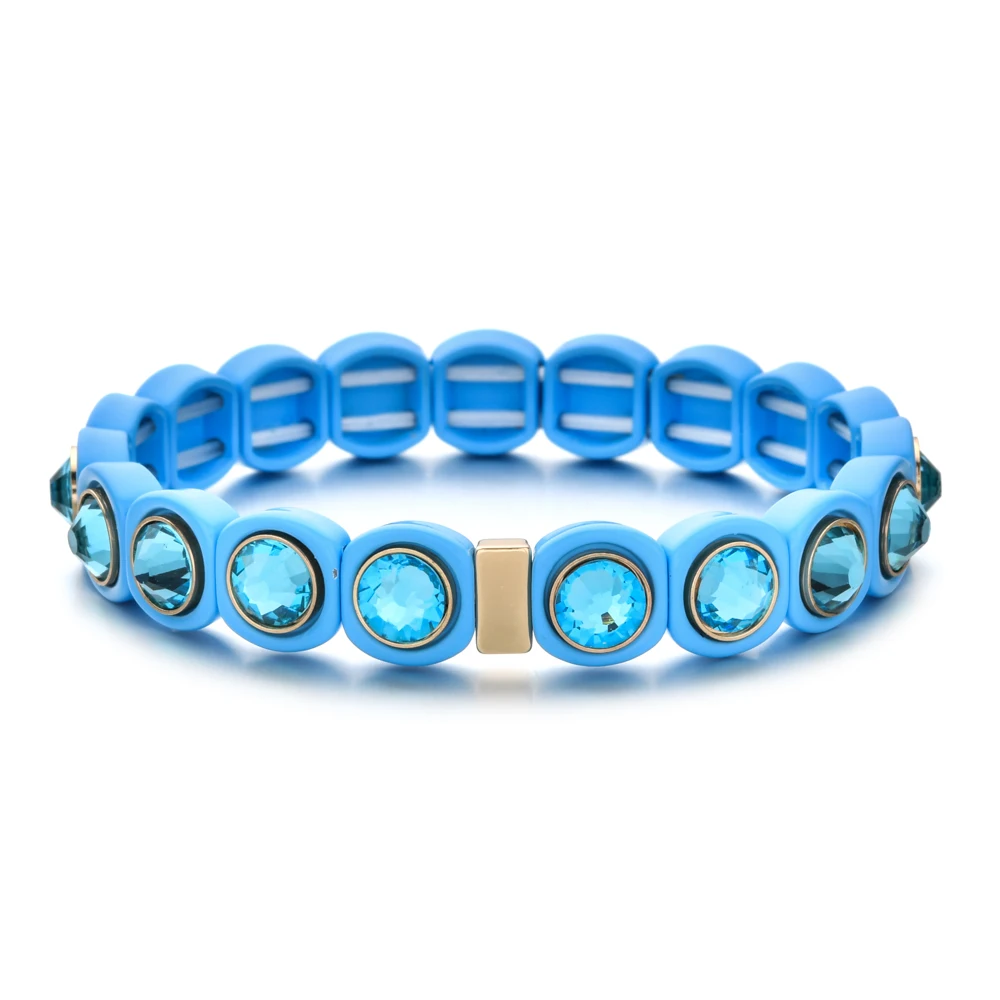 lightblue ZMZY Шарм CZ Кристалл браслет Тила Бусы Браслеты богемные красочные женские радужные ювелирные изделия браслеты-кольца ручной работы - Окраска металла: lightblue