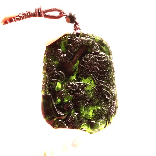 Chinese Black Green Tiger Jade Pendant Natural Obsidian Necklace Charm Jewellery Fashion Amulet Luck Gift Men Women | Украшения и