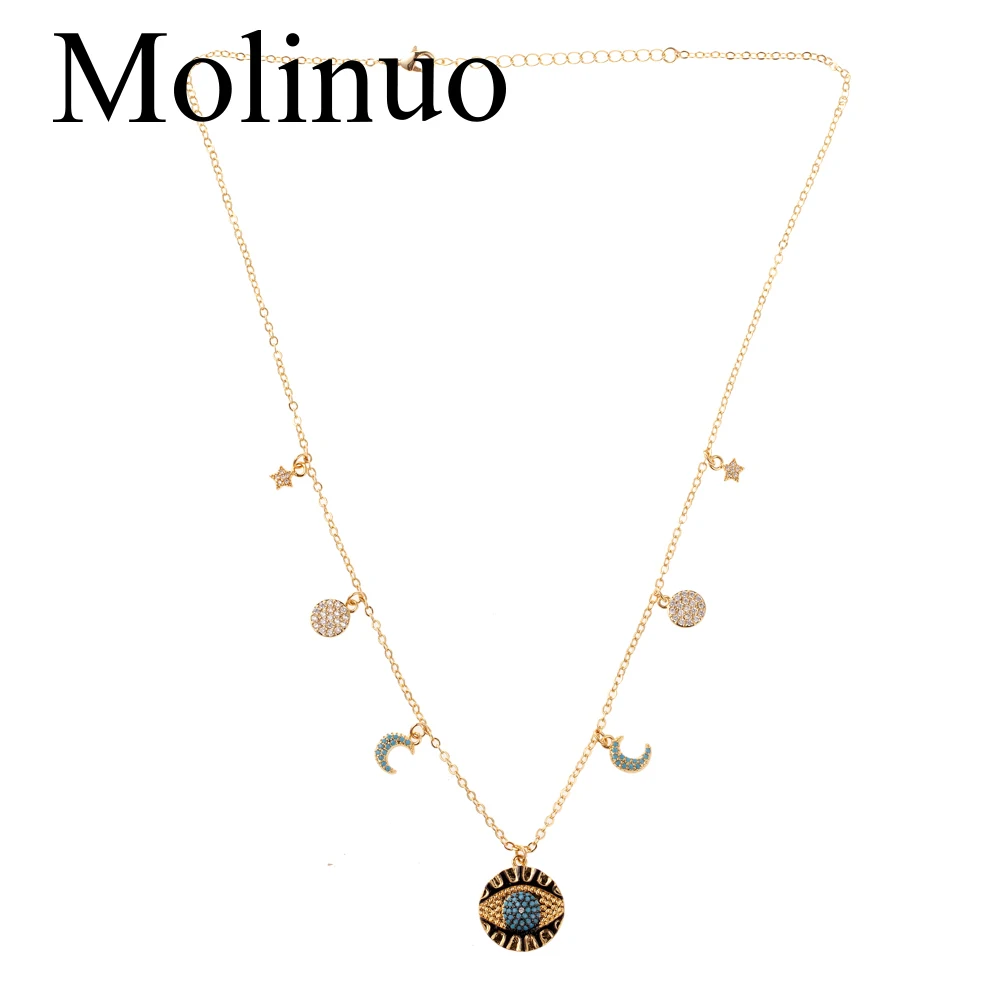 M084-1 Molinuo devil's eyes подвеска женское ожерелье модное Гламурное дамское колье на заказ - Окраска металла: M084-1