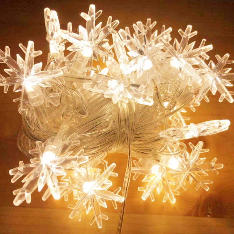 Рождественские украшения для дома фея 10 м 100 светодиодные фонари Новогодние украшения Гирлянда на Рождественское дерево украшения Navidad Kerst - Color: Snowflake Warm White
