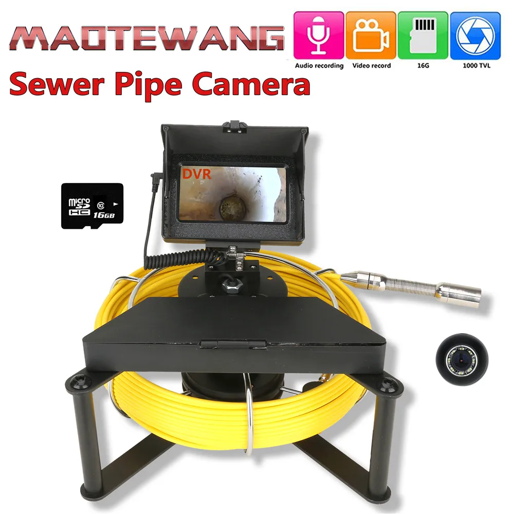 MAOTEWANG 4.3inch IPS color monitor 16GB TF Card DVR Sewer Pipe Inspection Camera with Drain Industrial Endoscope IP68 | Безопасность и