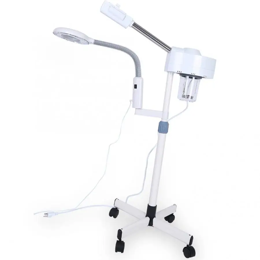

Floor-mounted Steam LED Light With Pulley Facial Steamer 5X Magnifying Lamp Hot Ozone Machine Spa Salon Beauty